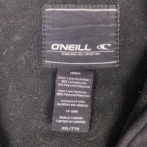 Vintage O'Neill Hoodie Men's 2XL Full Zip Gray Y2K Surf Skate Grunge Sweatshirt - Picture 6 of 9
